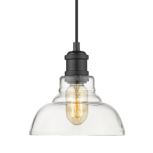 Golden 0305-S BLK-CLR - Yep by Golden Lighting Carver 1-light Pendant in Matte Black and Clear Glass